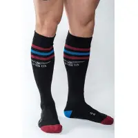 Hohe schwarze Fußballsocken mit Streifen und Tasche - Urban Gym