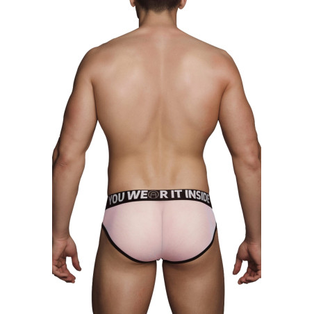 Slip homem branco com costas transparentes em mesh - MX090