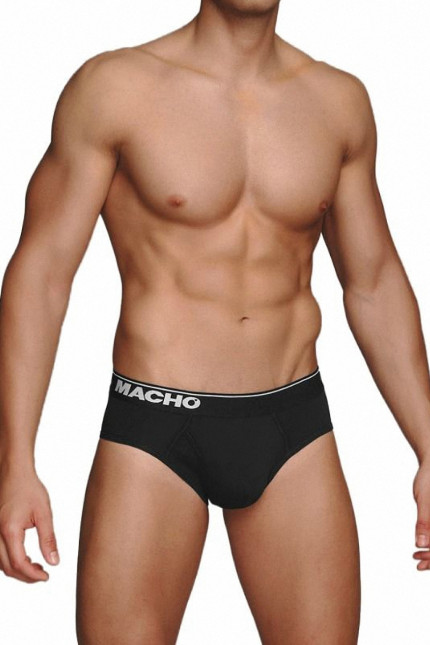 Slip uomo classico nero con apertura frontale - MC088