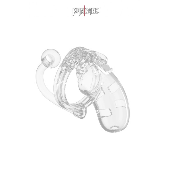 Transparenter Keuschheitskäfig 9 cm mit Analplug - ManCage 10