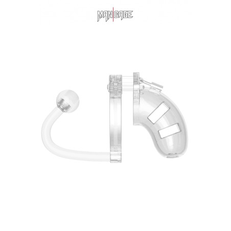 Transparante kuisheidskooi 9 cm met anale plug - ManCage 10