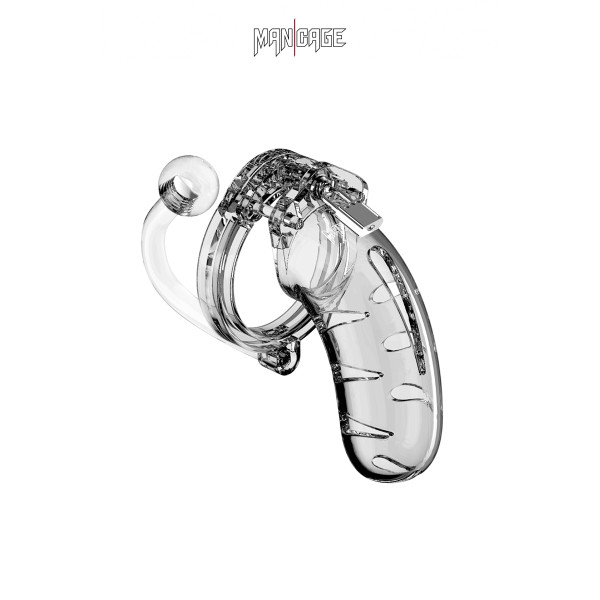 Jaula de castidad transparente 11,5 cm con plug anal - ManCage 11