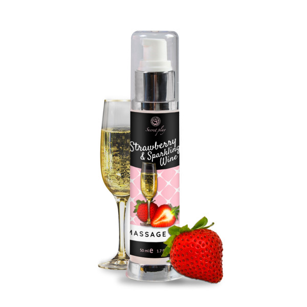 Erotische massageolie aardbei en mousserende wijn 50 ml