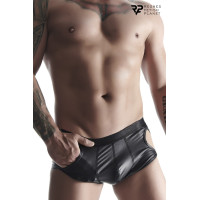 Shorty homme wetlook noir ouvert sur les côtés