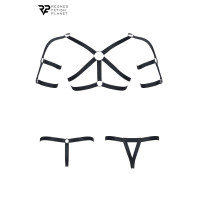 Set harness elastico torso e braccia con 2 perizomi aperti