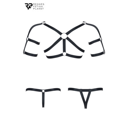 Ensemble harnais élastique torse et bras avec 2 strings ouverts