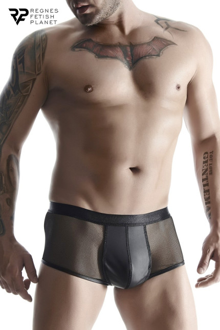 Herren-Boxer aus transparentem Mesh mit Wetlook-Beutel, Schwarz