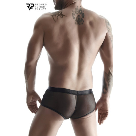 Boxer uomo mesh trasparente e tasca wetlook nera
