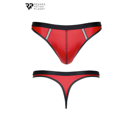 Perizoma uomo wetlook rosso con inserti in rete