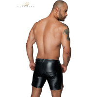 Halflange heren short zwart wetlook met koord - H061