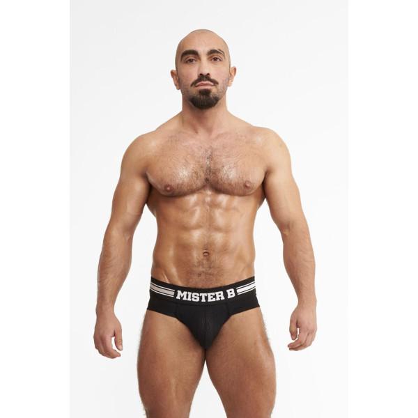 Slip push-up hombre negro con cinturilla de logo - Urban Amsterdam