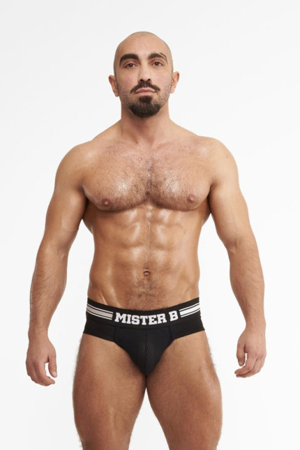 Slip homem push-up preto com cós de logótipo - Urban Amsterdam