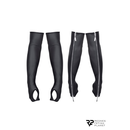 Guantes largos mitones wetlook negro con cremallera - Cross Dresser