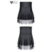 Hoogtailleerde minirok wetlook en net zwart - Cross Dresser