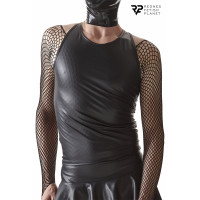 Canotta wetlook schiena nuda con cinturini nera - Cross Dresser