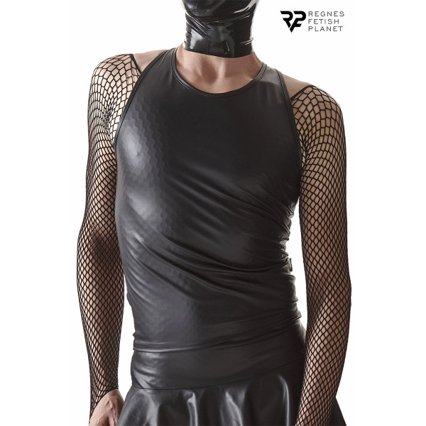 Canotta wetlook schiena nuda con cinturini nera - Cross Dresser