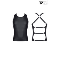 Canotta wetlook schiena nuda con cinturini nera - Cross Dresser