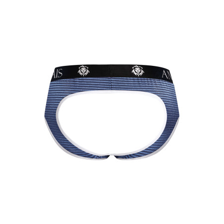 Men's Navy Striped Open-Back Jock Bikini - Naval