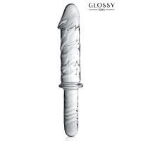 Realistischer Glasdildo transparent mit Griff 28,5 cm - Glossy n°12