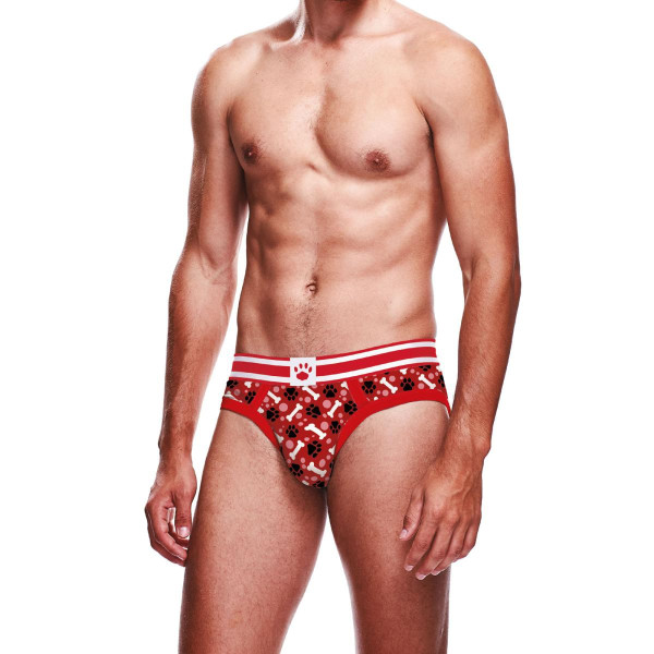 Slip sportivo uomo rosso con stampa zampette di cucciolo - Paw