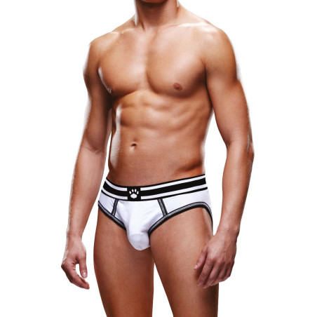 Slip abierto culo al aire hombre blanco con ribetes negros