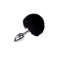 Plug in Metallo Liscio Coda di Coniglio Nera Taglia S 7 cm - Fluffy