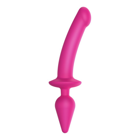 Dildo plug 2 em 1 silicone fúcsia XXL - Switch Plug-In Semi-Realistic