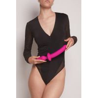 2-in-1 Fuchsia Dildo Plug, XXL - Switch Plug-In Semi-Realistic