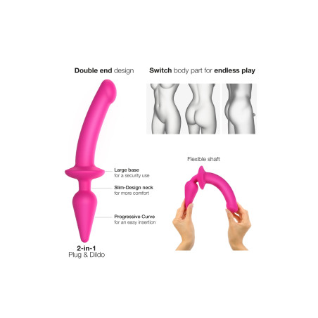 Dildo plug 2 em 1 silicone fúcsia XXL - Switch Plug-In Semi-Realistic