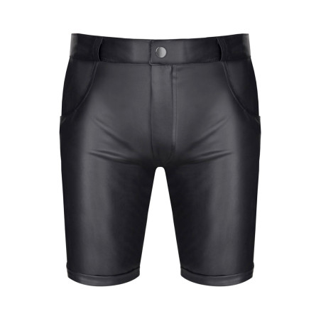 Black Wetlook Men's Bermuda Shorts with Pockets - Red Mark