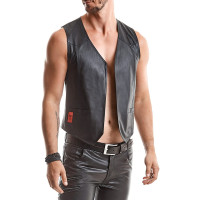 Gilet uomo wetlook nero aderente con fibbia sulla schiena - Red Mark