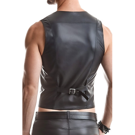 Getailleerd zwart wetlook herengilet met gesp op de rug - Red Mark
