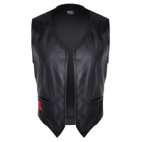 Gilet uomo wetlook nero aderente con fibbia sulla schiena - Red Mark