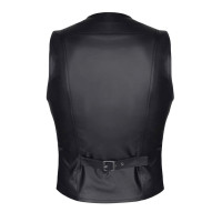 Taillierte schwarze Wetlook-Weste für Herren mit Schnalle - Red Mark