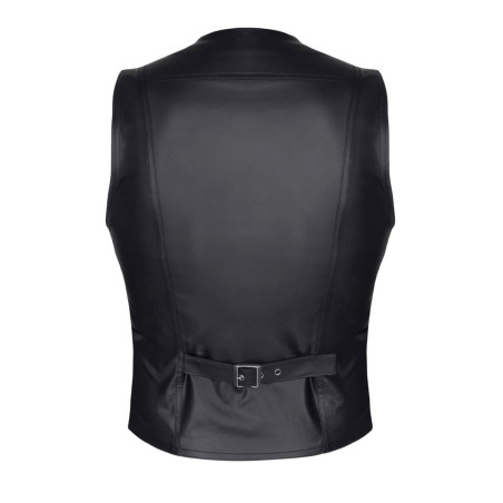 Gilet uomo wetlook nero aderente con fibbia sulla schiena - Red Mark