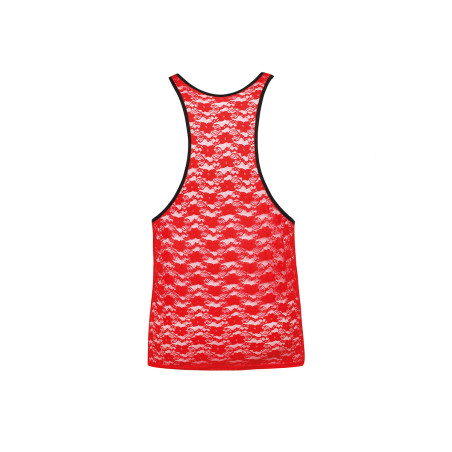 Camiseta sin mangas de hombre de encaje rojo transparente - Brave