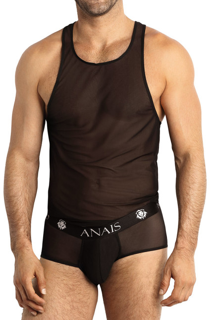 Camiseta sin mangas tul negro transparente espalda nadador - Eros