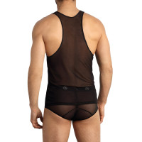 Tanktop transparenter schwarzer Tüll Racerback für Herren - Eros