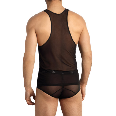 Top tule preto transparente costas nadador para homem - Eros