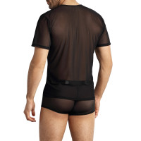 T-shirt aderente in tulle nero trasparente da uomo - Eros