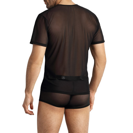 Camiseta ajustada de tul negro transparente para hombre - Eros