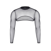 Crop top mangas compridas tule preto transparente - Razors Edge