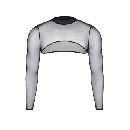 Crop top mangas compridas tule preto transparente - Razors Edge