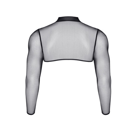 Crop-Top lange Ärmel aus transparentem Tüll schwarz - Razors Edge
