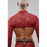 Crop top manga larga de tul cebra rojo y negro - Razors Edge