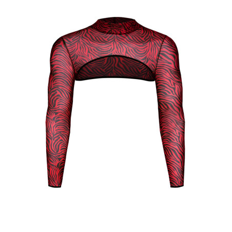Crop top mangas compridas tule zebrado vermelho e preto - Razors Edge