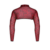 Red and Black Zebra Tulle Long-Sleeve Crop Top - Razors Edge