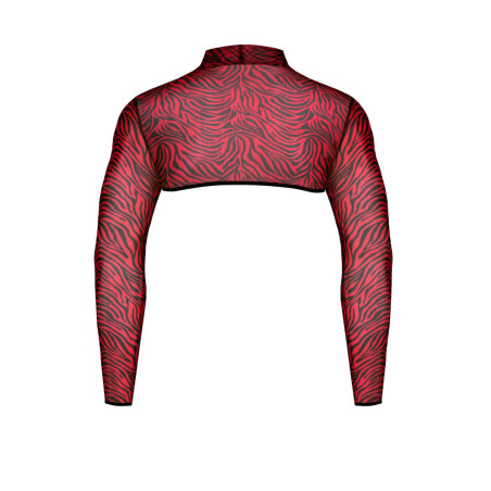 Crop top manches longues tulle zébré rouge et noir - Razors Edge