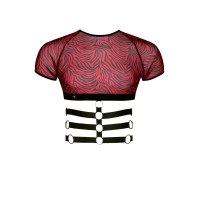 Crop top hombre manga corta con arnés cebra rojo - Razors Edge