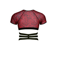 Herren Crop-Top mit kurzen Ärmeln und Harness, Zebra rot - Razors Edge